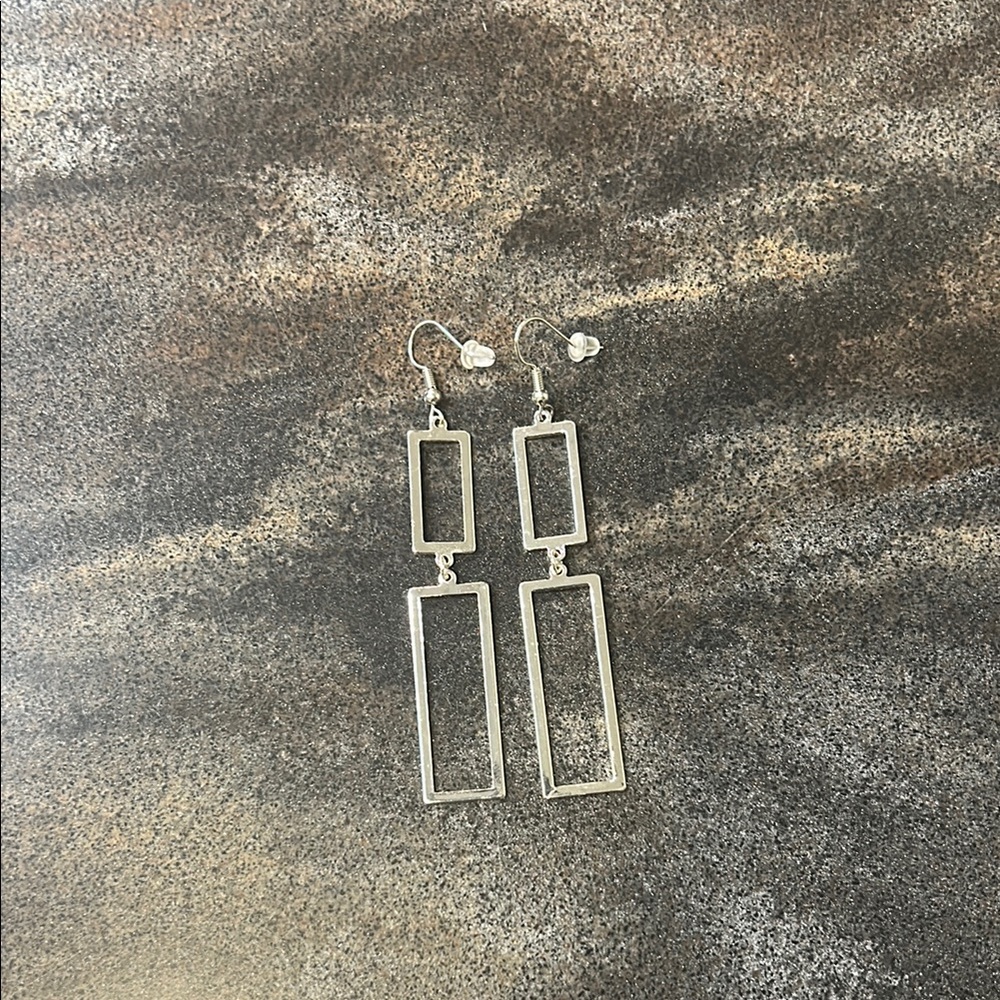 Elegant Silver Geometric Drop Earrings